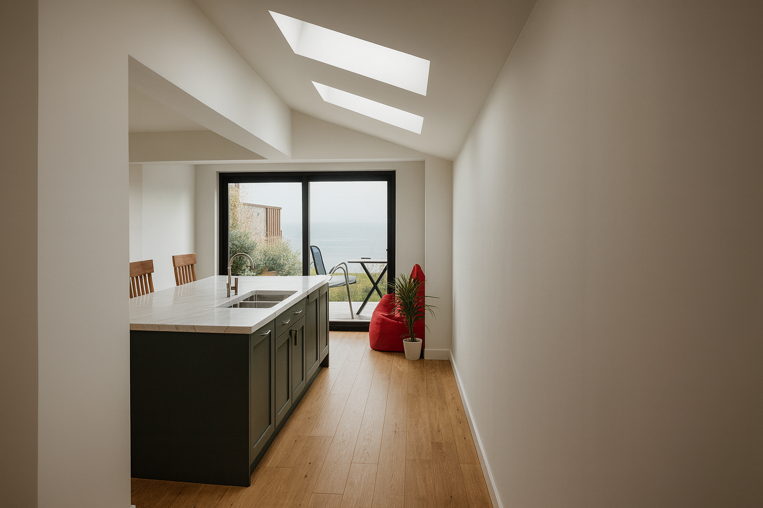 Thompson Road — vaulted kitchen with rooflights